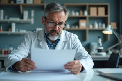 Chercheur scientifique en blouse blanche dans un laboratoire moderne