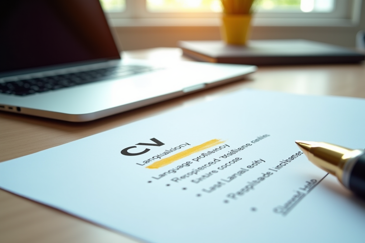 Recruteur avec CV et section langues en évidence
