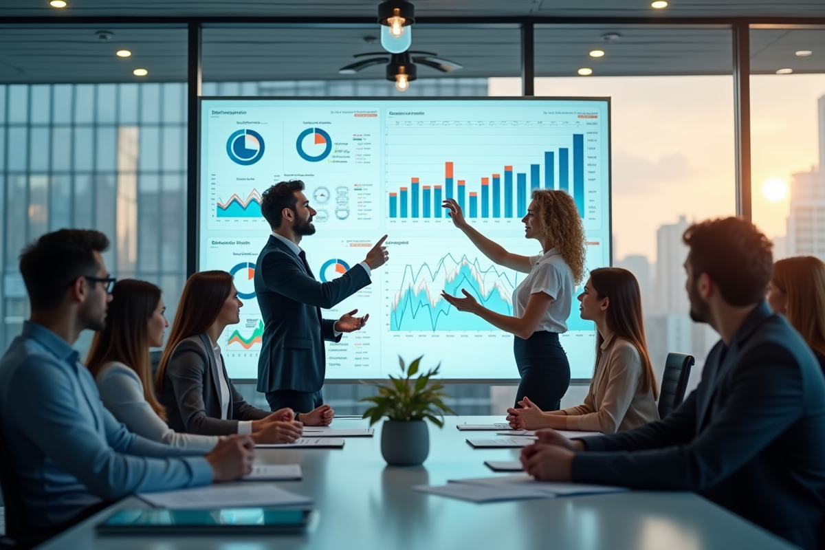 Equipe de professionnels financiers collaborant en réunion