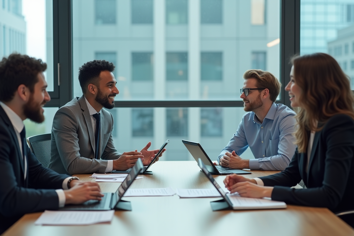 Groupe de stagiaires discutant autour d