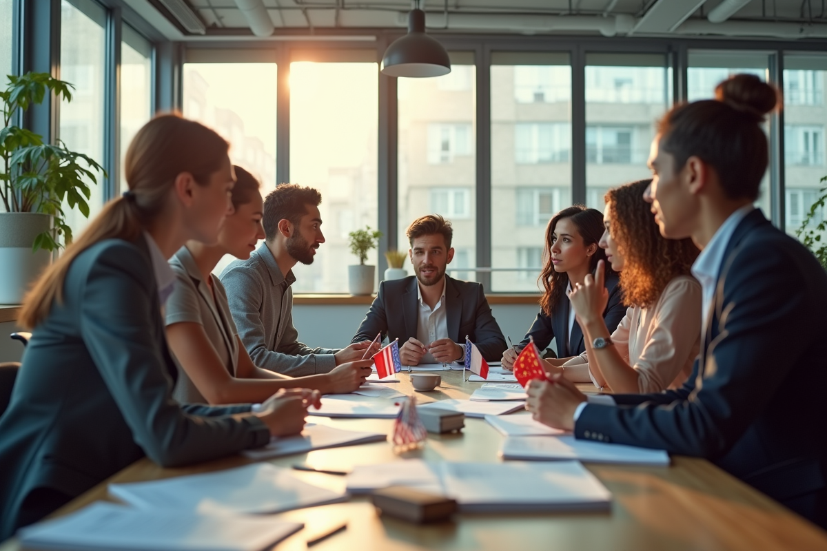 Groupe de jeunes professionnels collaborant dans un bureau moderne